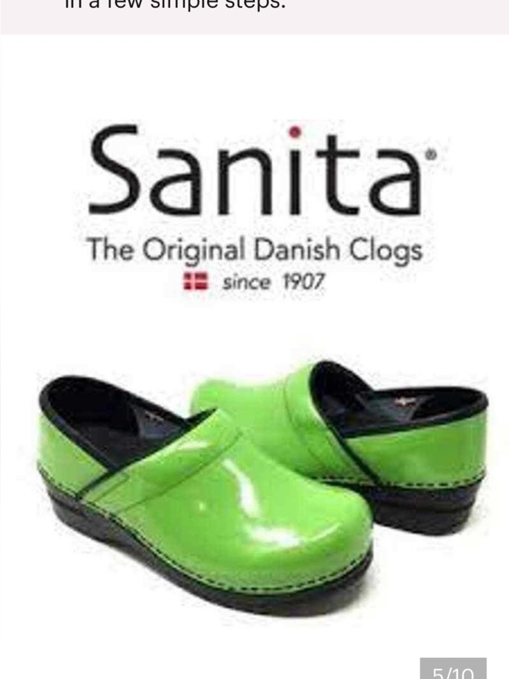 Sanita Apple Green Patent Leather Clogs 35